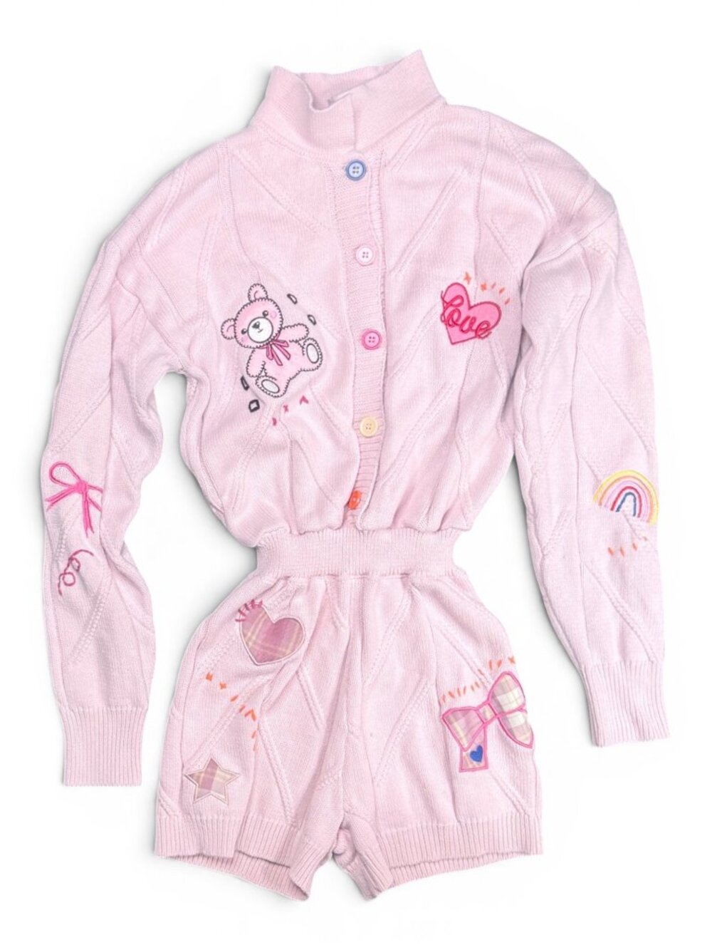 Fashion Nova Sweetest Memories Cable Knit Romper Pink Size L